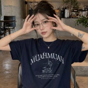 5折)muah muah 夏日小船印花短袖t恤（2色）