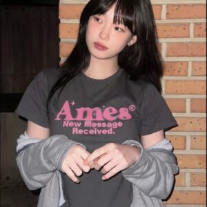年中特價48折)ames 復古 logo 短版 t 恤（5色）
