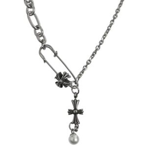 ofuse 飾品 pearl drop necklace(cross)